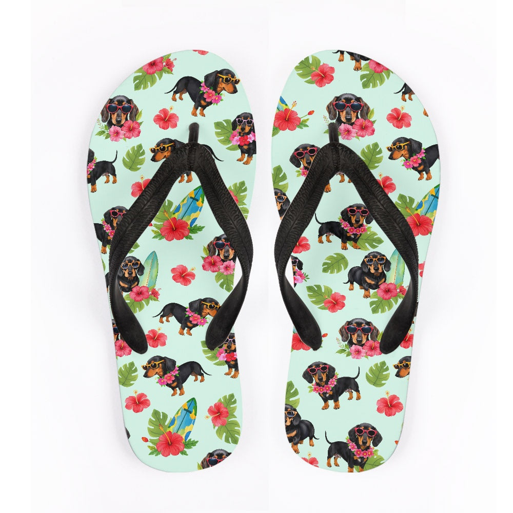 Dachshund Tropical Flip Flops