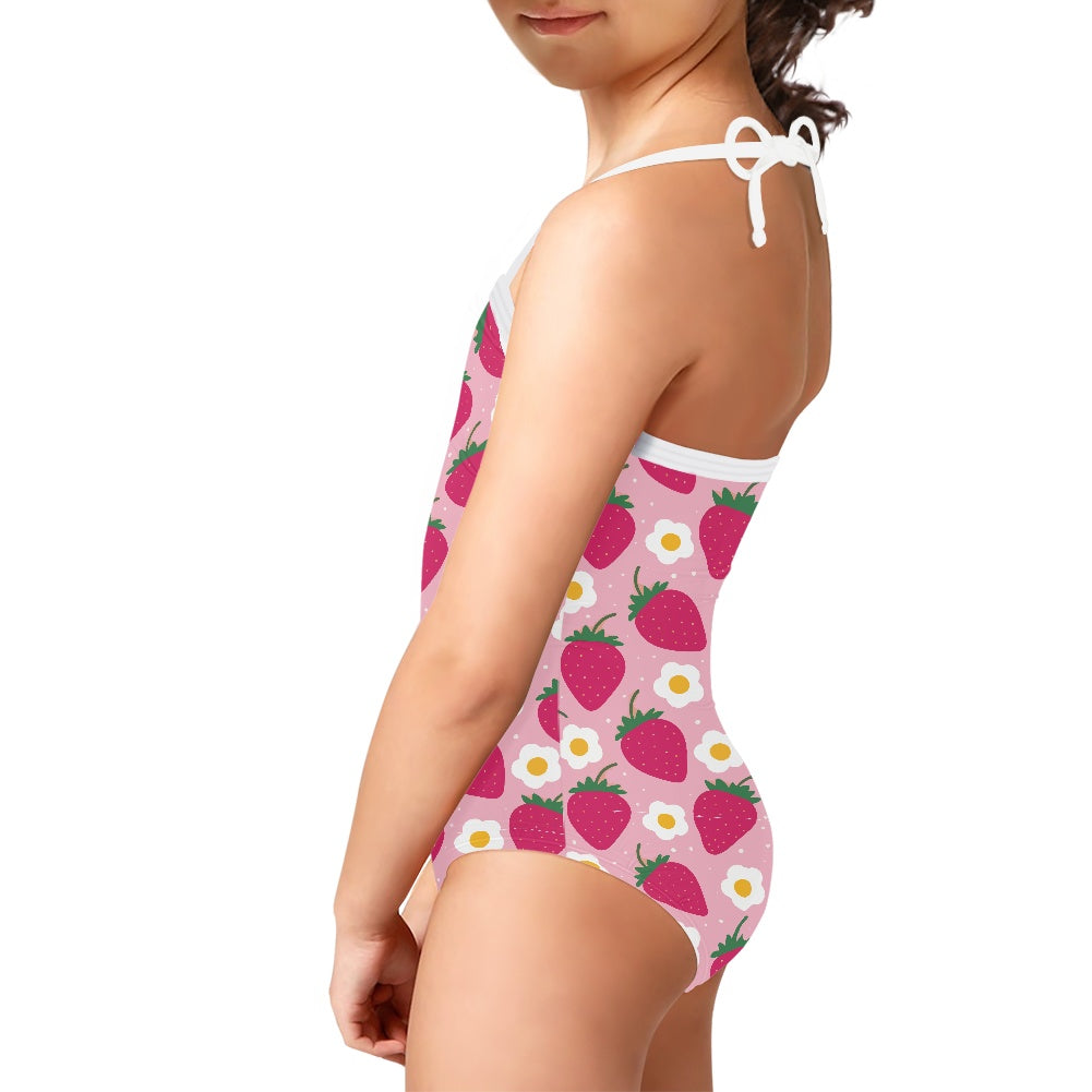 Strawberry Print Kids’ One-Piece Swimsuit