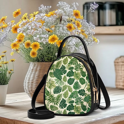 Green Leaf Stylish Double-Layer Women’s Leather Square Bag