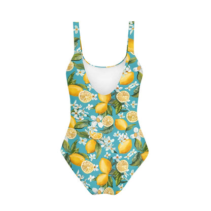 Girls' Floral Lemon Print One-Piece Swimsuit