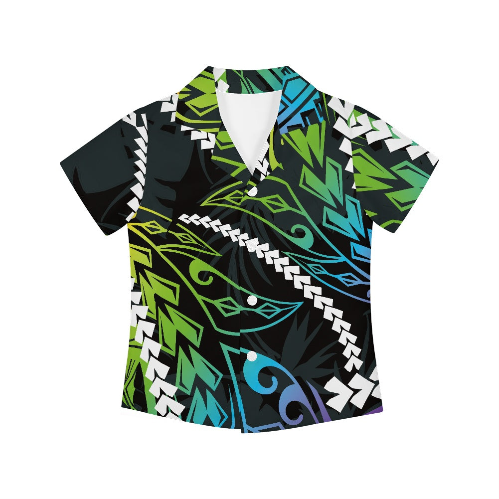 Tropical Leaf Design Hawaiian Shirt for Kids