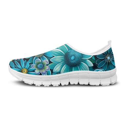 Blue Floral Low-Cut Casual Shoes