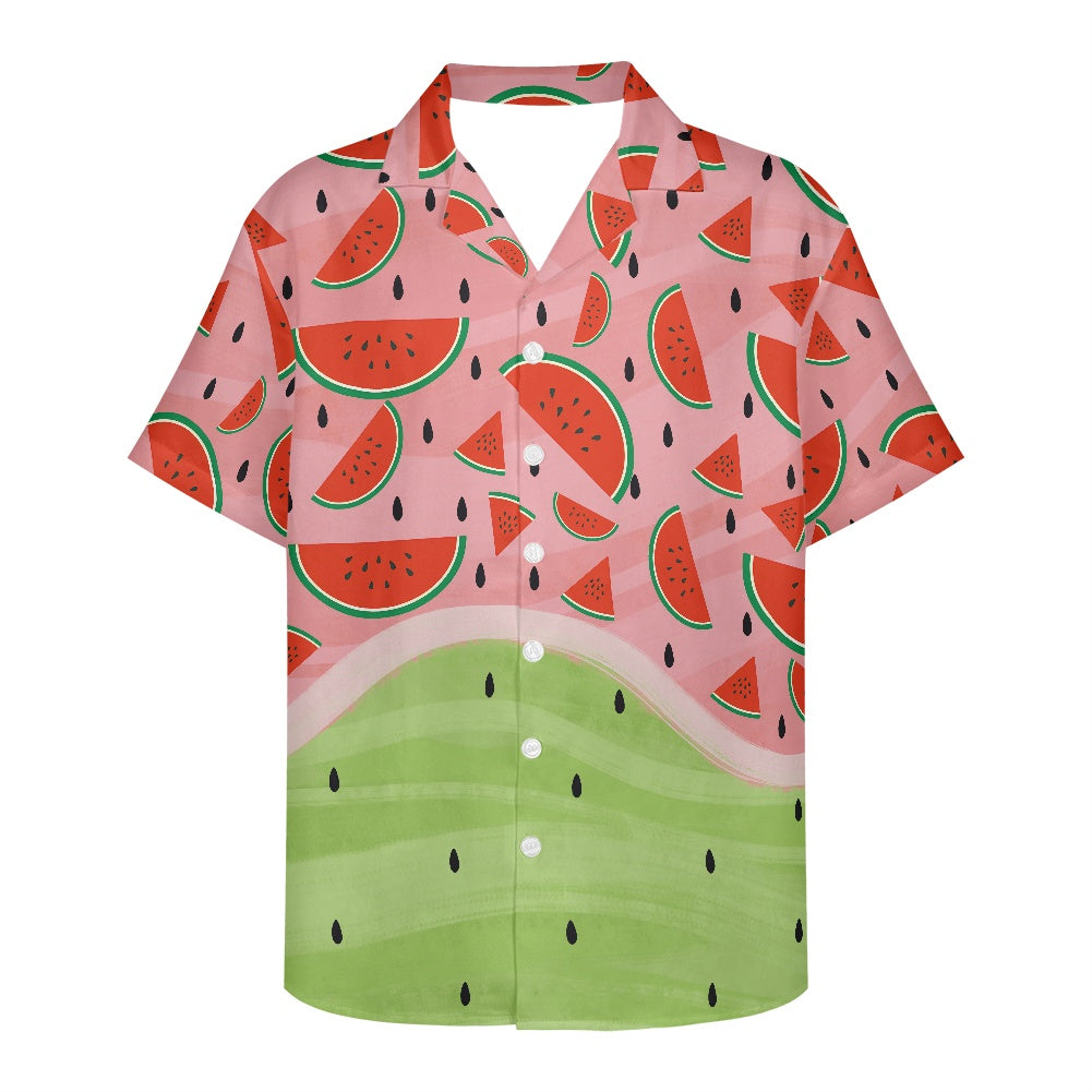 Watermelon Print Hawaiian Shirt