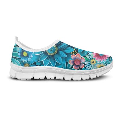 Blue Floral Low-Cut Casual Shoes