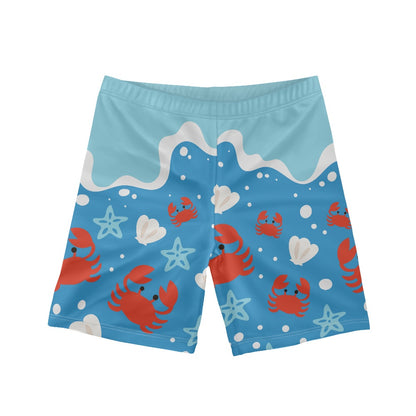 Ocean Crab Print Boy's Swim Trunks