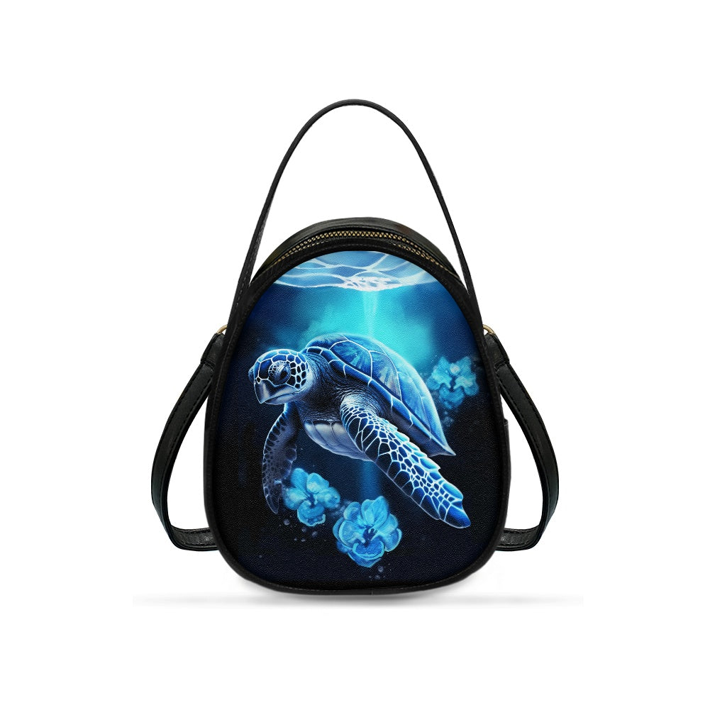 Ocean Turtle Design Elegant Double-Layer Women’s Leather Square Bag