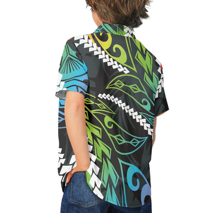 Tropical Leaf Design Hawaiian Shirt for Kids