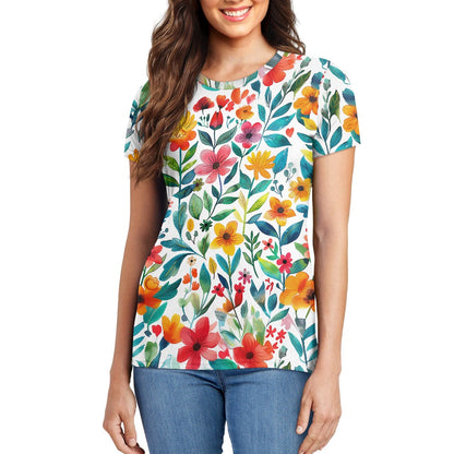 Floral Bloom Ladies' Round Neck T-Shirt
