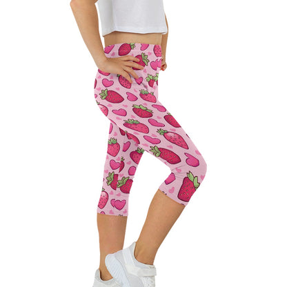 Strawberry Delight Kids' Yoga Capri Pants