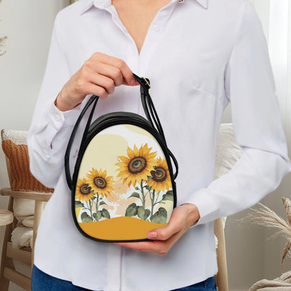 Sunflower Field Chic Double-Layer Women’s Leather Square Bag