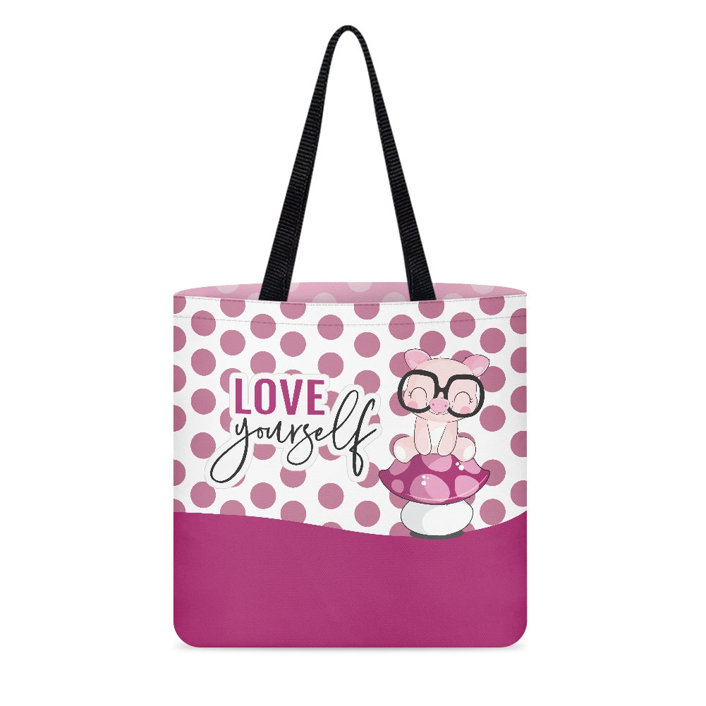 Love Yourself Cute Polka Dot Cloth Tote Bag