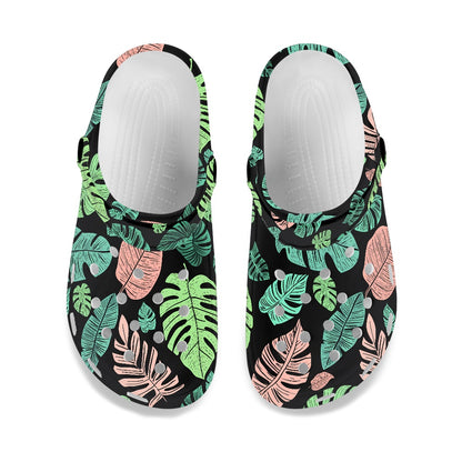 Tropical Leaf Print Adult Clogs