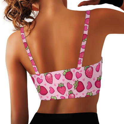 Strawberry Hearts Women’s Sports Bra