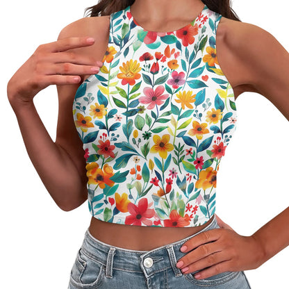 Stylish Floral Sleeveless Women Tight Tank Tops