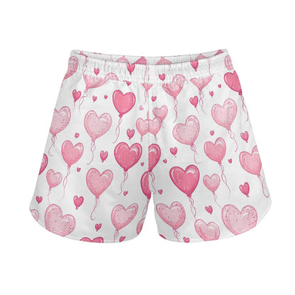 Pink Heart Balloon Print Women’s Shorts