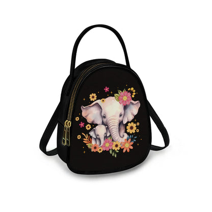 Elephant Floral Charming Double-Layer Women’s Leather Square Bag