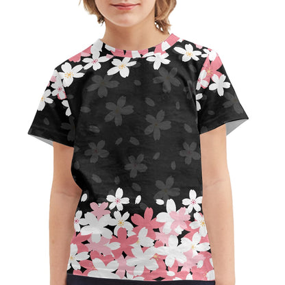 Pink & White Sakura Kids' Graphic T-Shirt