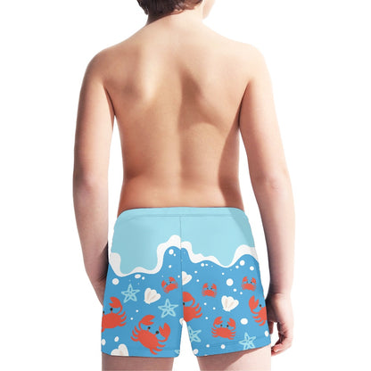 Ocean Crab Print Boy's Swim Trunks