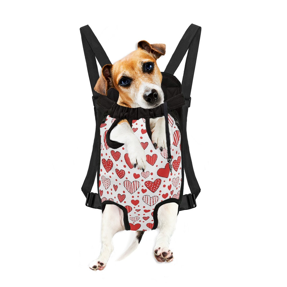 Red Heart Patchwork Pet Backpack Carrier