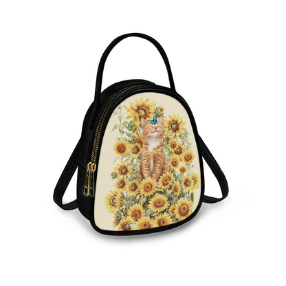 Sunflower Cat Charming Double-Layer Women’s Leather Square Bag
