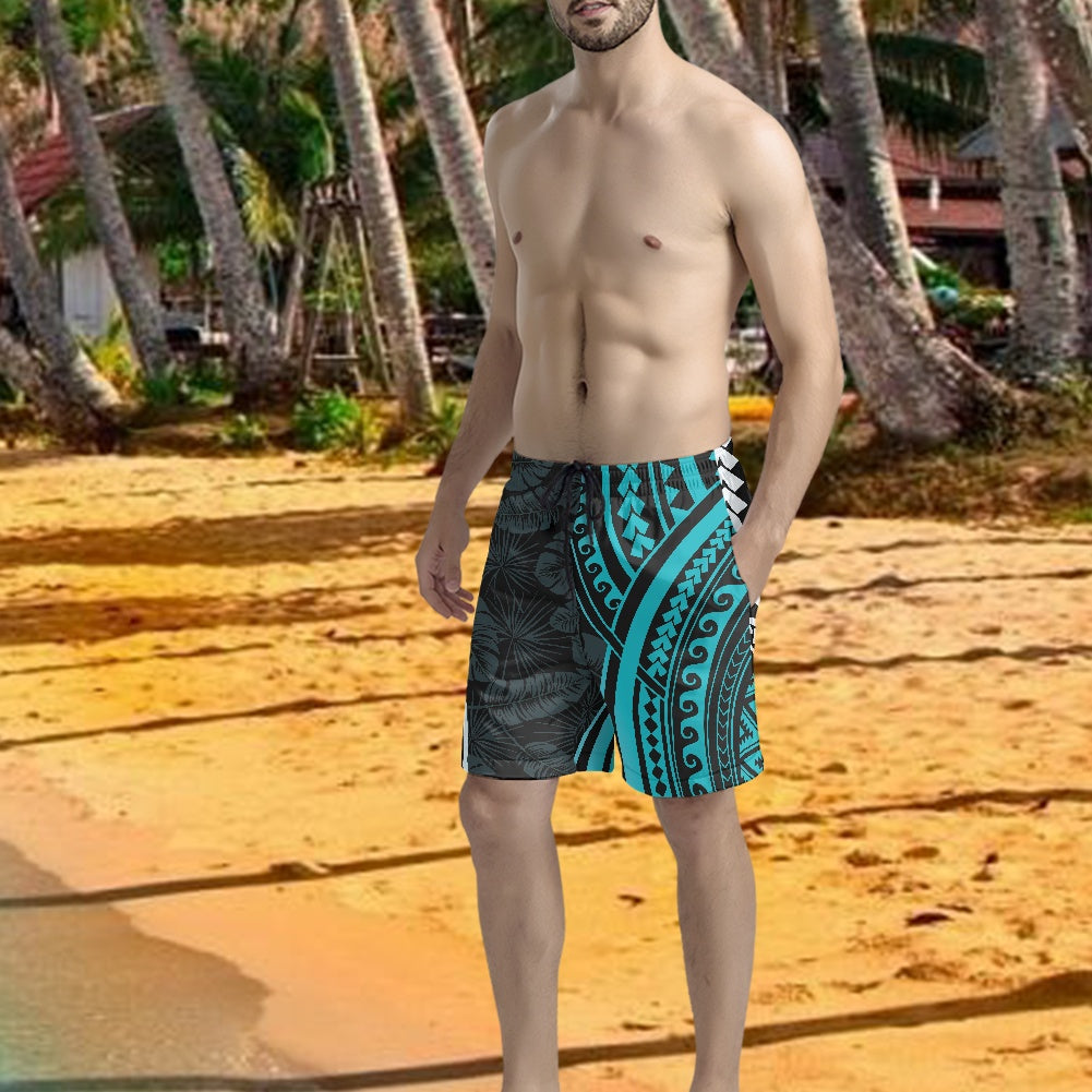 Men's Tribal Blue Accent Swim Shorts