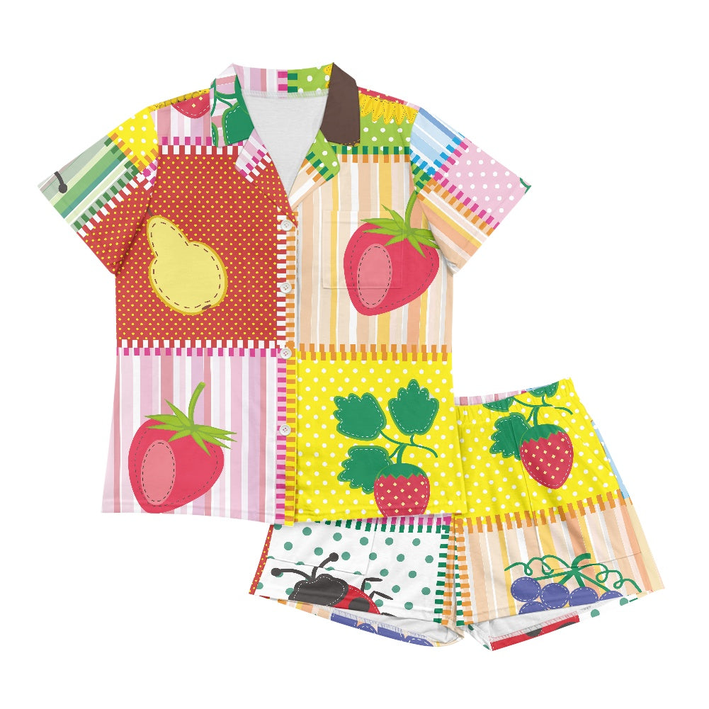 Vibrant Fruit Patchwork Pajama Set