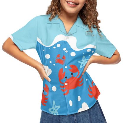 Crab Ocean Hawaiian Shirt for Kids