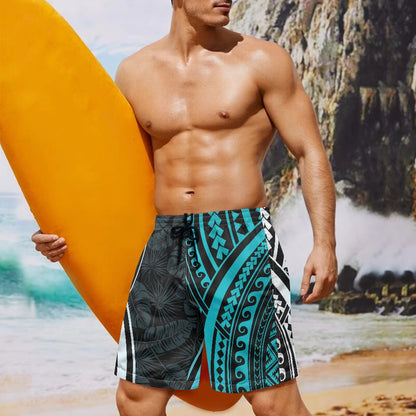 Men's Tribal Blue Accent Swim Shorts