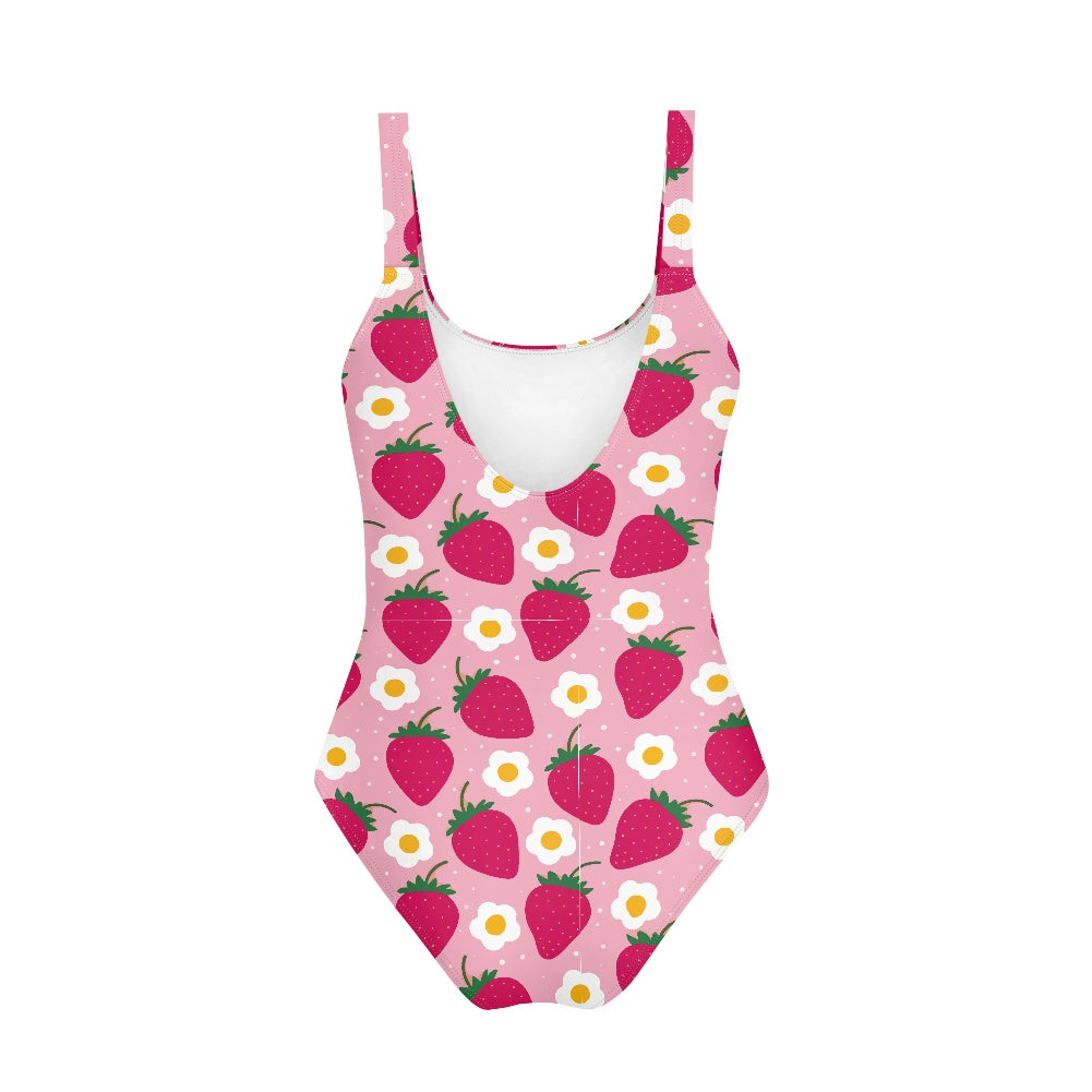 Girls' Strawberry Print One-Piece Swimsuit