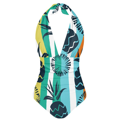 Tropical Pineapple Women's High Cut One-piece Swimsuit