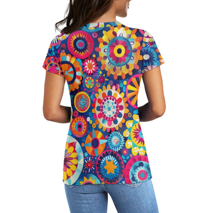 Vibrant Mandala Ladies' Round Neck T-Shirt