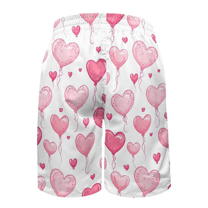 Men's Pink Heart Balloon Swim Shorts