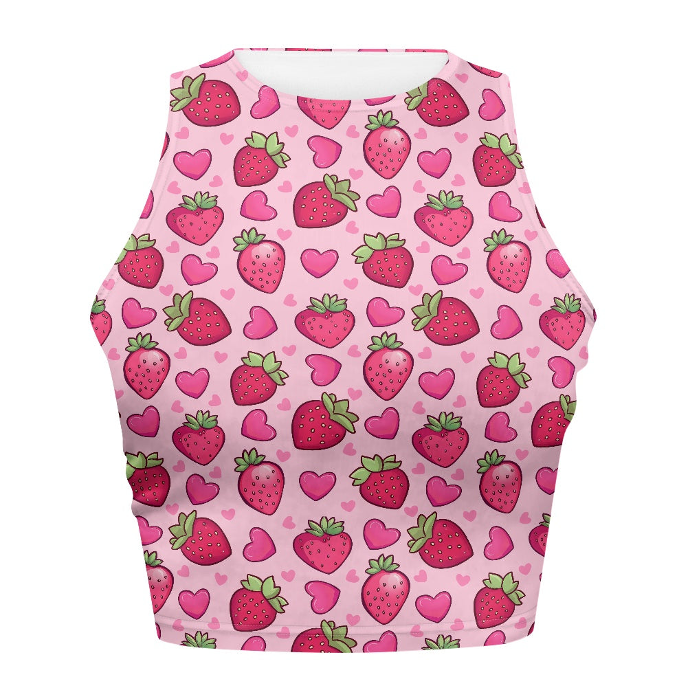 Strawberry Heart Women Tight Tank Tops