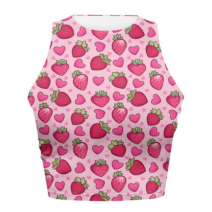 Strawberry Heart Women Tight Tank Tops