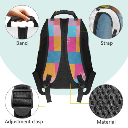 Colorful Cartoon Unicorn Print Backpack – 17-Inch School Bag