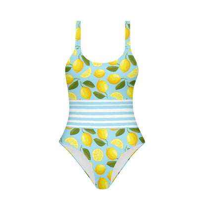 Girls' Lemon Print One-Piece Swimsuit 