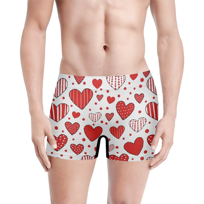 Patchwork Heart Design Men's Boxer Briefs