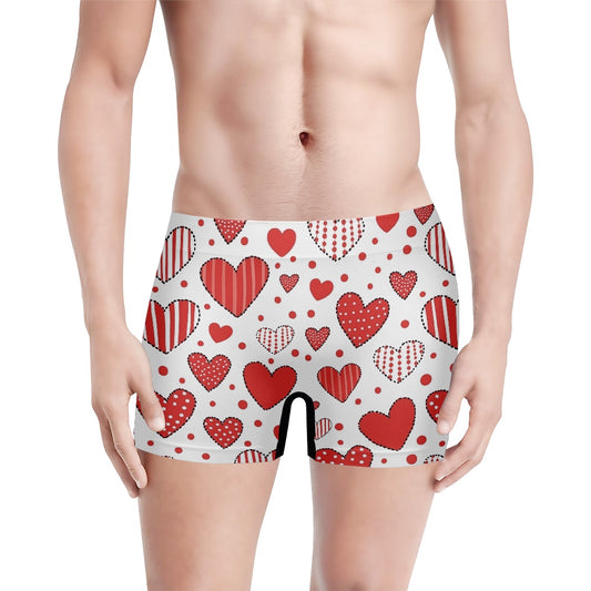 Patchwork Heart Design Men's Boxer Briefs
