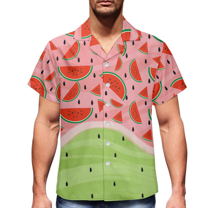 Watermelon Print Hawaiian Shirt