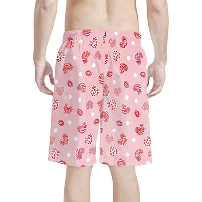 Men's Lip and Heart Print Swim Shorts