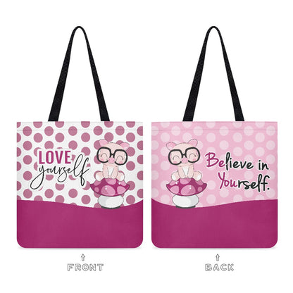 Love Yourself Cute Polka Dot Cloth Tote Bag