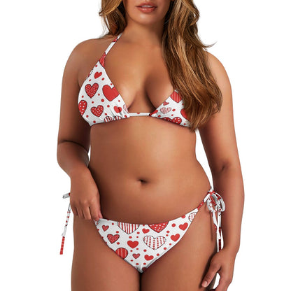 Charming Red Hearts Halter Bikini