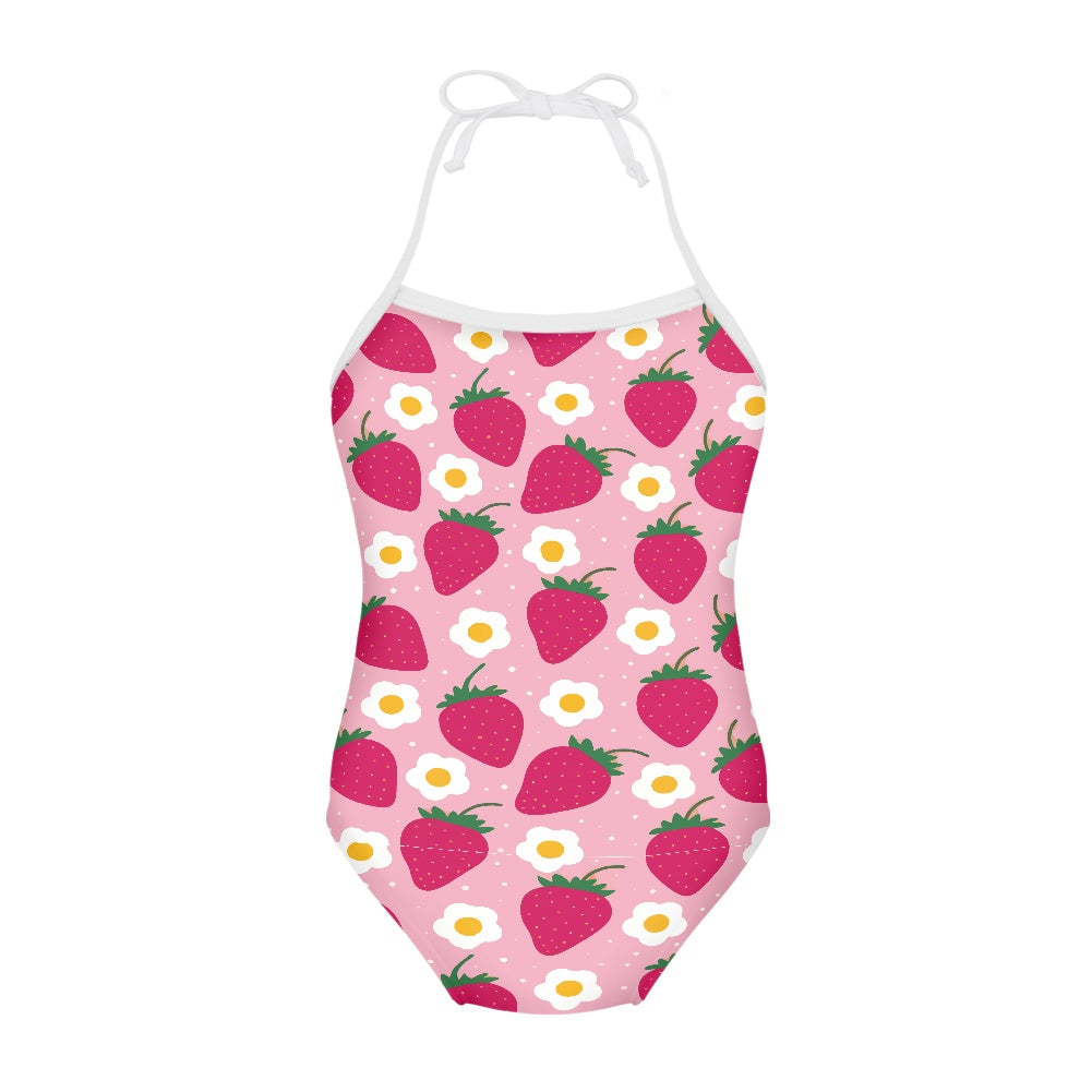 Strawberry Print Kids’ One-Piece Swimsuit