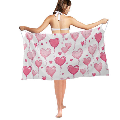 Heart Balloon Print Beach Shawl