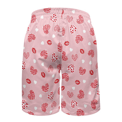 Men's Lip and Heart Print Swim Shorts