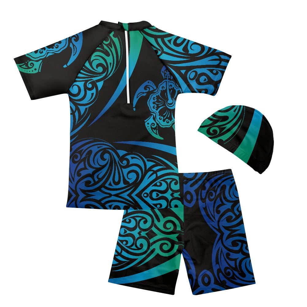 Tribal Turtle Boys' Three-Piece Swimsuit Set