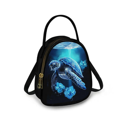 Ocean Turtle Design Elegant Double-Layer Women’s Leather Square Bag