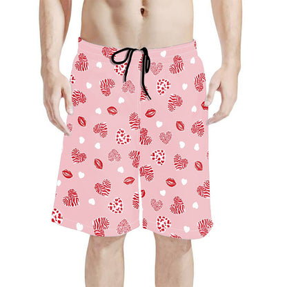 Men's Lip and Heart Print Swim Shorts