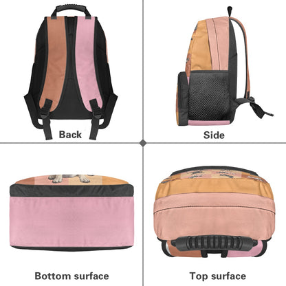 Adorable Pug Print Backpack with Checkered Design – 17-Inch School Bag