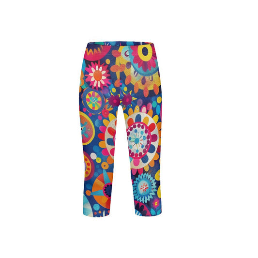 Colorful Boho Kids' Capri Yoga Pants